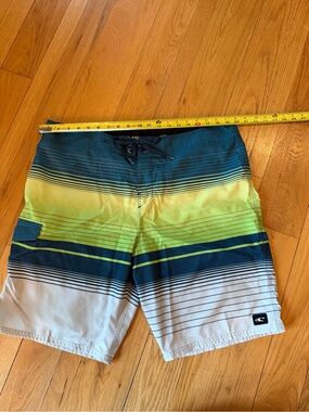 O'Neill Black Waistband Swim Trunks with Teal Accent